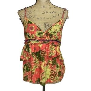 ANTHROPOLOGIE Lux Floral Braided Strappy Top